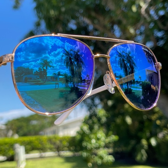 Michael Kors Accessories - MICHAEL KORS Hvar 5007 Rose/Gold Blue Mirror Sunglasses 1045/25 59mm
